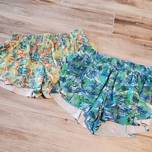 2 Pairs Banana Boat Girls Large Floral Tropical Butterfly Shorts 12 14 Blue